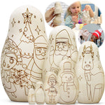 Load image into Gallery viewer, Christmas Crafts Blank Nesting Dolls for Coloring Set 7 pcs Paint Matryoshka DIY