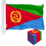 Load image into Gallery viewer, G128 5 Pack: Eritrea (Eritrean) Flag 3x5 feet Printed 150D Indoor/Outdoor, Vibrant Colors, Brass Grommets, Quality Polyester, Much Thicker More Durable Than 100D 75D Polyester