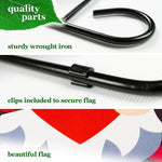 Load image into Gallery viewer, G128 Combo Pack: Garden Flag Stand Black 36 in x 16 in & Garden Flag Happy Valentine's Day Decoration Gnome Holding Red Heart 12x18 Blockout Fabric