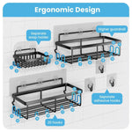 Load image into Gallery viewer, Shower Caddy 3 Pack Shower Organizer with 20 Hooks 3 Adhesive Hooks Large Steel