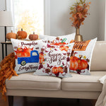 Load image into Gallery viewer, Fall Decoration Pumpkin Wagon Tractor Waterproof Throw Pillow 18 x 18 in Set of 4, Beautiful Cushion Covers for Autumn Sofa Couch Decoration, Pillow Insert Included