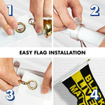 Load image into Gallery viewer, Combo Pack: 6 Feet Tangle Free Spinning Flagpole (White) Black Lives Matter (Black/Yellow) Flag 3x5 ft Printed 150D Brass Grommets (Flag Included) Aluminum Flag Pole