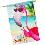 Load image into Gallery viewer, House Flag Hello Summer Peace Sign Flamingo 28x40 Inch Printed Blockout