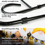 Load image into Gallery viewer, Combo Pack: Garden Flag Stand Black 36 in x 16 in & Garden Flag Hello Spring Decoration Three Bee Gnomes 12x18 DoubleSided Burlap Fabric