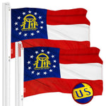 Load image into Gallery viewer, G128 2 Pack: Georgia GA State Flag 2x3 Ft ToughWeave Series Embroidered 300D Polyester Embroidered Design, Indoor/Outdoor, Brass Grommets
