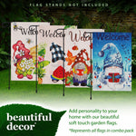 Load image into Gallery viewer, Garden Flag Set Seasonal Gnomes 12x18 4 pieces Blockout Fabric