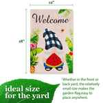 Load image into Gallery viewer, Garden Flag Welcome Gnome with Watermelon Slice 12x18 Blockout Fabric