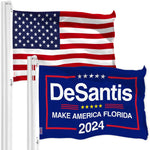 Load image into Gallery viewer, G128 Combo Pack: American USA Flag 3x5 Ft & DeSantis Election Make America Florida Flag 3x5 Ft Both LiteWeave Pro Series Printed 150D Polyester, Brass Grommets