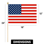 Load image into Gallery viewer, G128 12 Pack Handheld American USA Stick Flags 12x18 In Printed 150D Polyester, Country Flag, Solid Wooden Stick, Spear Gold Tip, Great for Patriotic Decorations