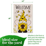 Load image into Gallery viewer, Garden Flag Welcome Bee Gnome with Sunflower 12x18 Blockout Fabric