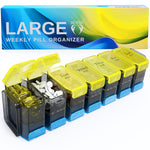 Load image into Gallery viewer, Extra Large Weekly Pill Organizer 2 Times a Day XL Pill Case Am Pm Yellow Blue
