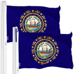 Load image into Gallery viewer, G128 2 Pack: New Hampshire NH State Flag 3x5 Ft Printed 150D Polyester Indoor/Outdoor, Vibrant Colors, Brass Grommets, Quality Polyester, Much Thicker More Durable Than 100D 75D Polyester