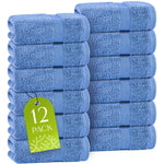 Load image into Gallery viewer, Light Blue Washcloths Set 12 Pack for Body Face Towel 12x12 Inch Cotton Wash Cloths Bulk Spa Fingertip Wash Clothes Soft Absorbent Gym Towels
