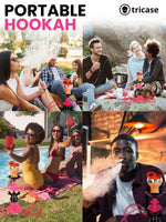 Load image into Gallery viewer, Pink Portable Hookah set with everything Hookah Set 4 Hose Hookah LilOne Hookah