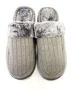 Load image into Gallery viewer, Men's Knit and Faux Fur Comfort House Shoes Slippers 9 US size Gray