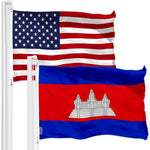 Load image into Gallery viewer, G128 Combo Pack: American USA Flag 3x5 Ft & Cambodia Flag 3x5 Ft, Both Printed 150D Polyester, Indoor/Outdoor, Brass Grommets
