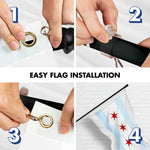 Load image into Gallery viewer, G128 Flag Pole 6 FT Black Tangle Free & Chicago Flag 3x5 FT Combo Embroidered Spun Polyester