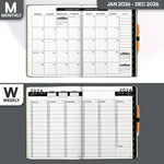 Load image into Gallery viewer, 2026 Hardcover Appointment Book Planner 8.5x11 inch Black Large Tabbed Daily Hourly Weekly Planner Schedule Book 15 Minute time Slots Business & Personal Planner Jan 2026 Dec 2026 Black