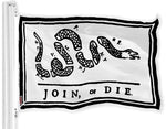 Load image into Gallery viewer, G128 Join, or Die Flag (White) 3x5 FT Printed Brass Grommets 150D Polyester Indoor/Outdoor Much Thicker More Durable Than 100D 75D Polyester