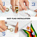 Load image into Gallery viewer, Combo Pack 6 Ft Tangle Free Aluminum Spinning Flagpole White and Zimbabwe Flag