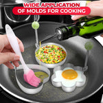 Load image into Gallery viewer, 5 Pcs Pancake Mold Set – Stainless Steel Pancake Molds for Griddle with Fun Shapes Comfortable Handles and Non Slip Design – Egg Shaper for Frying Pan With Silicone Brush for Easy Use & Cleaning