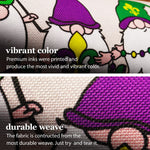 Load image into Gallery viewer, G128 Combo Pack: Garden Flag Stand Black 36 in x 16 in & Garden Flag Mardi Gras Decoration Three Gnomes 12x18 DoubleSided Burlap Fabric