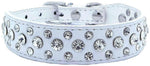 Load image into Gallery viewer, Rhinestone Dog Collar Bling XL Size 21 inch Neck PU Leather Crystal White Collar