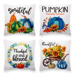 Load image into Gallery viewer, Fall Decoration Pumpkin Thankful Waterproof Throw Pillow Covers 18 x 18 In Set of 4, Beautiful Cushion Covers for Autumn Thanksgiving Sofa Couch Decoration