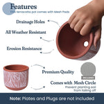 Load image into Gallery viewer, 4 Inch Terracotta Pot with White Leaf Pattern Boho Ceramic Planter Clay Pots for Indoor Plants Succulent Planter with Drainage Hole and Mesh Net Garden & Home Decor
