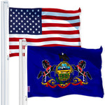 Load image into Gallery viewer, G128 Combo Pack: USA American Flag 3x5 Ft 150D Printed Stars & Pennsylvania State Flag 3x5 Ft 150D Printed