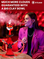 Load image into Gallery viewer, Black Red Hookah set with everything Hookah Set 2 Hose Hookah – LilOne