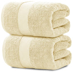 Load image into Gallery viewer, Luxury Soft Beige Bath Sheet Towels 2 Pack Extra Large 35x70 inch 650 GSM