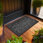 Load image into Gallery viewer, Home Entrance Grey Leaves Door Mat Deluxe 17x29.5 in Absorbent Natural Rubber