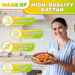 Load image into Gallery viewer, Rattan Tray 8.7 Inch Round Woven Serving Basket with Handles Decorative Tray for Coffee Table Bread Fruit Vegetables Restaurant & Home Use