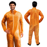 Load image into Gallery viewer, Orange Disposable Coveralls for Men Women 4X Large Pack of 5 Hazmat Suits Disposable Breathable PP PE 40 GSM Painters Coveralls Paint Suit with Open Wrists Ankles Front Zipper