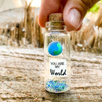 Load image into Gallery viewer, Cute Girlfriend and Boyfriend Gifts Personalized Anniversary Present for Her Him Custom Photo Birthday Gift Bottle (Green Earth You Are My World Gift Bottle)