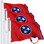 Load image into Gallery viewer, G128 3 Pack: Tennessee TN State Flag 2.5x4 Ft StormFlyer Series Embroidered 220GSM Spun Polyester Embroidered Design, Indoor/Outdoor, Brass Grommets, Heavy Duty, All Weather