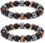 Load image into Gallery viewer, Black Obsidian Hematite Triple Protection Bracelet Blue Tiger Eye Beads Bracelets Lava Stone bracelets for Men and women 10MM or 8MM