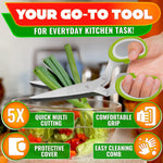 Load image into Gallery viewer, Herb Scissors with 5 Blades and Cover – Stainless Steel Herb Cutter for Fast & Precise Cutting Compact Easy to Store Design – Ergonomic Handle & Cleaning Brush for Quick and Comfortable Kitchen Prep