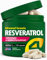 Load image into Gallery viewer, Resveratrol Supplement 1800mg with CoQ10 Quercetin Support Vitamin E C Calcium Ascorbate Antioxidant for Enhanced Energy Heart Health & Healthy Aging Support Trans Resveratrol 180 Capsules