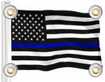 Load image into Gallery viewer, G128 Combo Pack: American USA Flag 3x5 Ft & Thin Blue Line Flag 3x5 Ft Both LiteWeave Pro Series Printed 150D Polyester, 4 Corner Brass Grommets, Perfect For Balcony/Wall