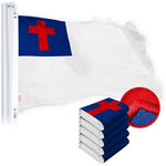 Load image into Gallery viewer, G128 5 Pack: Christian Flag 2x3 Ft StormFlyer Series Embroidered 220GSM Spun Polyester Religious Flag, Embroidered Design, Indoor/Outdoor, Brass Grommets, Heavy Duty, All Weather