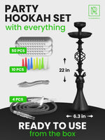 Load image into Gallery viewer, Hookah Set With Everything 4 Hose Black Hookah Set 50x Foil Big Silicone Bowl