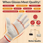 Load image into Gallery viewer, Beige Work Cotton Gloves for Men Women 9.5 Inch Pack of 24 (12 Pairs) String Knit Work Gloves with Red Line Elastic Knit Wrist Washable Cotton Polyester Gardening Gifts