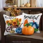 Load image into Gallery viewer, Fall Decoration Pumpkin Thankful Waterproof Throw Pillow Covers 18 x 18 In Set of 4, Beautiful Cushion Covers for Autumn Thanksgiving Sofa Couch Decoration