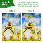 Load image into Gallery viewer, G128 Combo Pack: Garden Flag Stand Black 36 in x 16 in & Garden Flag Spring Decoration Welcome Bee Gnome with Honey 12x18 DoubleSided Blockout Fabric