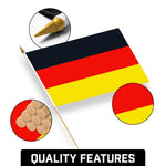 Load image into Gallery viewer, G128 24 Pack Handheld Germany German Stick Flags 12x18 In Printed 150D Polyester, Country Flag, Solid Wooden Stick, Spear Gold Tip