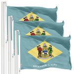 Load image into Gallery viewer, G128 3 Pack: Delaware DE State Flag 3x5 Ft LiteWeave Pro Series Printed 150D Polyester Indoor/Outdoor, Vibrant Colors, Brass Grommets, Thicker and More Durable Than 100D 75D Polyester
