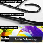 Load image into Gallery viewer, Combo Pack: Garden Flag Stand Black 36x16 Inch & Garden Flag Happy Easter Carrots Colorful Eggs with Bunny in Basket 12x18 Inch