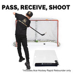 Load image into Gallery viewer, Rapid Rebounder 24 Double Sided Puck Passer for Passing and Shooting One Timers Portable Passing Hockey Trainer Two Sided Mounting Screws & Velcro Stickers Included
